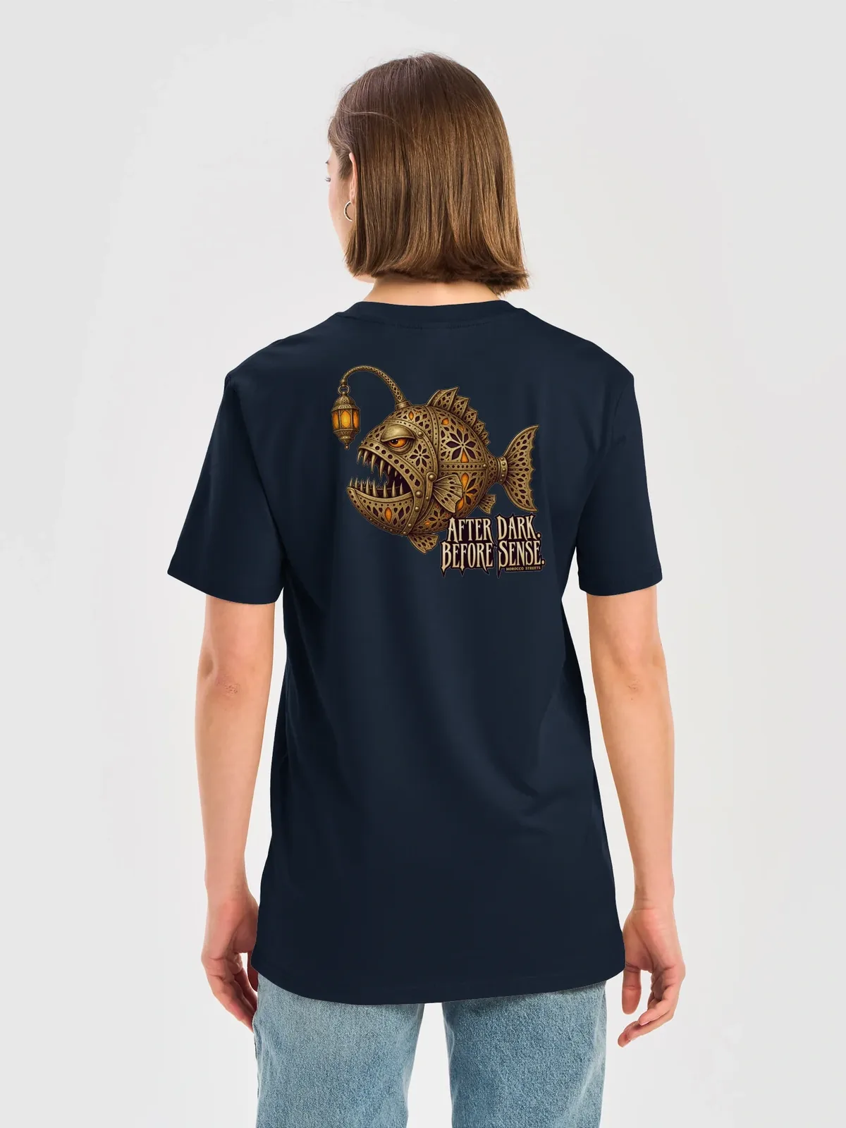 After Dark — French Navy, Woman · Back view